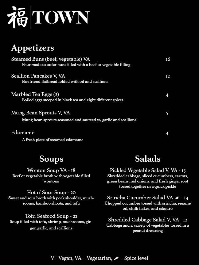 menu appetizers page